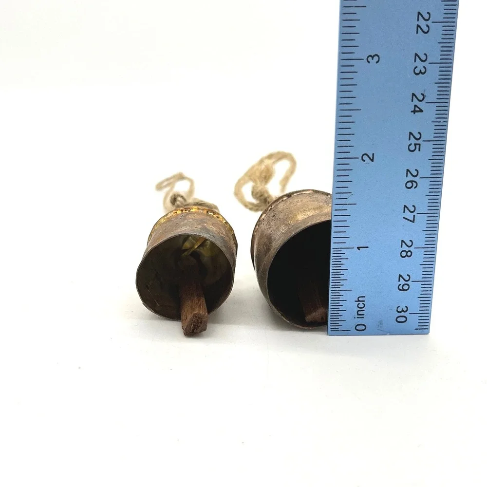 Rustic Brass Bells Hanging Jute Rope Farmhouse Decor Set‎ of 2